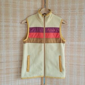 Cotopaxi Multicolor Fleece Vest with Purple and Red Stripes